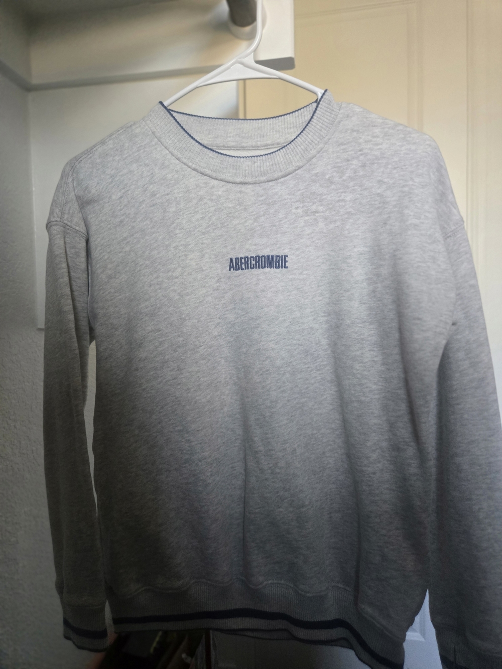 abercrombie kids Light Gray Crewneck Sweatshirt with Navy Logo